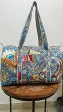 Bolsas de algodón florales grises indios Bolsas de lona acolchadas Bolsos para mujer Bolsas de viaje EE. UU.