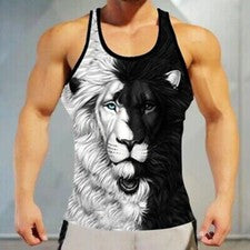 Camiseta Sin Mangas Para Hombre Sin Mangas Atlética Aptitud Física Diseño León
