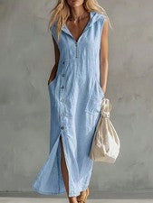 Maxivestido sin mangas para mujer estilo casual vacaciones