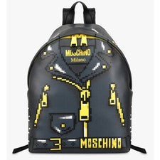 MOSCHINO X SIMS NUEVO Unisex Cuero Efecto Pixel Logo Mochila Viaje Escuela Raro