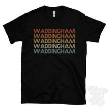 CAMISETA WADDINGHAM ESTILO RETRO REPETIDO Hombre y Mujer Novedad Genial Nombre Regalo
