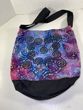 Bolso Bandolera Hecho a Mano Azul Púrpura Diseño Tie Dye Forro Estampado Pata