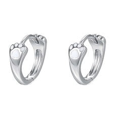 Pendientes con bisagras de aro Huggie con pata de gato de plata de ley 925 para mujeres niñas joyas