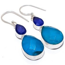 Pendiente de joyería de plata esterlina 925 hecho a mano con piedras preciosa...