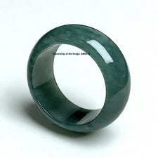 Anillo banda jadeíta natural mujer hombre verde aceite jade natural talla 10 EE. UU.