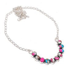 Collar de plata de ley 925 hecho a mano con piedras preciosas turquesa algodón caramelo joyería