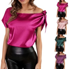 Prendas para el torso 2026 Pullover de moda y sexy para mujer color liso satinado.