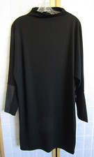 Nuevo con etiquetas Vestido Express Negro Cuello Alto Elegante Tejido Midi Mangas Largas Para Mujer Talla M