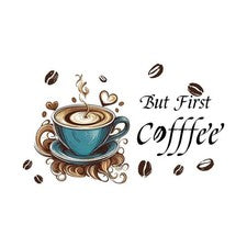 Pegatina Vinilo Forma Taza Café Azul 40 x 30 cm para Decoración Interior Pared