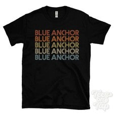 CAMISETA ESTILO RETRO REPETIDO ANCLA AZUL para hombre y mujer Reino Unido top name regalo