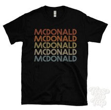 CAMISETA MCDONALD ESTILO RETRO REPETIDO Hombre y Mujer Novedad Genial Nombre Regalo