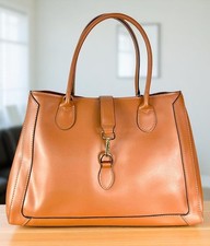 Bolso de mano para mujer de cuero italiano de diseñador - Safi Cognac