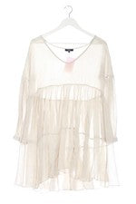 Vestido casual Alix manga larga línea A lana blanco talla 36