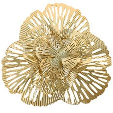 Arte de pared de metal dorado grande de 1 pieza decoración de pared con flores reutilizables para adornos del hogar