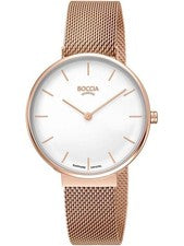 Boccia 3327-11 35mm Reloj Mujer Titanio Oro Rosa Pulsera Milanais - Nuevo