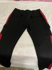 MODA NOVA HOMBRE Pantalones de chándal negros con rayas rojas TALLA XL