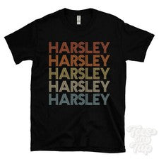 CAMISETA ESTILO RETRO REPETIDO HARSLEY Hombre y Mujer Novedad Genial Nombre Regalo