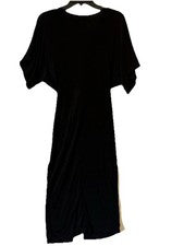 Moda Nova Para Mujer Vestido Negro Hasta la Rodilla Nudo Frontal Bodycon Mediano Gótico