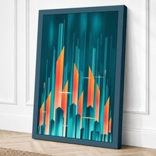 Impresión en lienzo geométrica vertical urbana arte de pared decoración del hogar listo para colgar