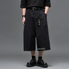 Pantalones de pierna recta de moda para hombre estilo japonés retro pierna ancha pantalones informales