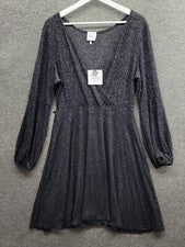 Vestido para mujer Lisa & Lucy grande negro tejido envolvente sintético nuevo con etiquetas (falta cinturón)