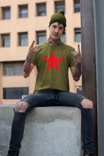 Camiseta de algodón orgánico para hombre ejército estrella roja militar unión soviética urss comunismo
