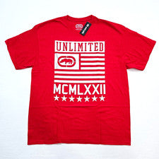 Camiseta para hombre Ecko Unltd roja blanca y plateada diseño gráfico EO22T220