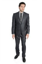 Traje ajustado 2 botones gris carbón AZAR MAN pantalones delanteros planos nuevo estilo NUEVO