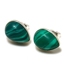 Pendiente de plata de ley 925 con piedras preciosas de malaquita verde para regalo