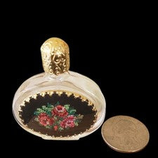 Botella de perfume vintage Petit Point caja original filigrana superior Austria, Disneyland