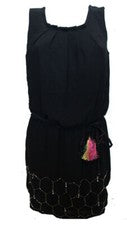 VESTIDO VERANO VESTIDO TIRANTES VERO MODA NEGRO LENTEJUELAS TALLA M 38 NUEVO