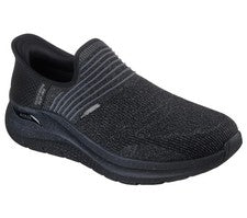 Zapato Skechers negro para hombre a prueba de agua sin cordones ajuste de arco sin cordones extra ancho 232952