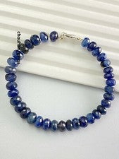 Zafiro Azul Rubí 925 Plata de Ley Pulsera Gemas Rondelle Cuentas 6-7mm, 6.50"