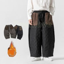 Pantalones informales acolchados de algodón holgados calce suelto estilo chino de invierno 5XL