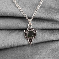 Joyería colgante de aniversario étnico de piedra de turmalina verde redonda d...