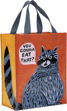 Bolso de Mano Práctico Azul Q - Vas a Comer Eso - Lona Resistente Reciclada y Reutilizable S