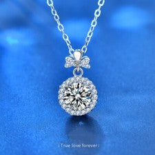 Collar Botella Perfume Original Plata Esterlina 925 Moissanita 1CT D Color VS1