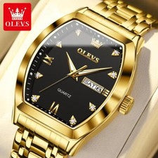 OLEVS Reloj de Pulsera Hombre Lujo Día Fecha Acero Relojes Cuarzo Impermeable Reloj