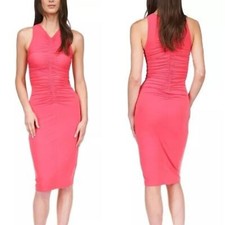 Vestido para mujer MICHAEL Michael Kors sin mangas frente central fruncido rosa grande nuevo con etiquetas