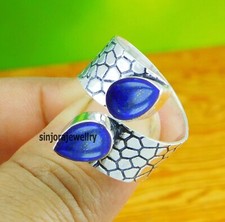 Anillo de regalo hecho a mano con piedras preciosas de lapislázuli de plata de ley 925 talla 5 a 13 de EE. UU.