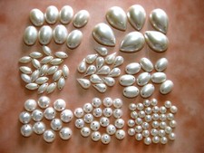 Piedras preciosas, perlas, varias formas, crema, para coser, St33
