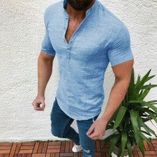 Camiseta De Manga Corta Elegante Casual Para Hombres Cuello En V Moda De Verano