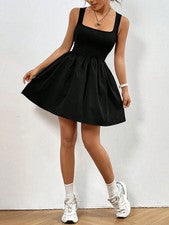 Vestido Mujer Sin Mangas Escote Cuadrado
