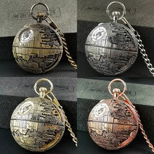 Star Wars Estrella de la Muerte Cubierta Abatible Cuarzo Reloj de Bolsillo Caja de Música Colgante Regalo de Navidad