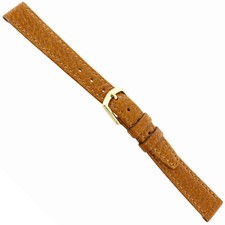 Correa de reloj para damas de piel de cerdo genuina marrón tostado cosida marca 12 mm Reg 711