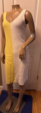 Vestido acanalado ceñido al cuerpo DESIGN365 para mujer talla S limón combo bloques de colores multi nuevo con etiquetas