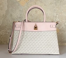Bolso de hombro Michael Kors Gramercy grande MK vainilla/rosa
