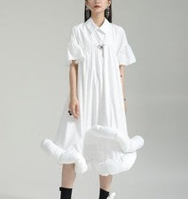 Estilo Japonés Mujer Moda Manga Corta Vestido Verano Suelto Vestido