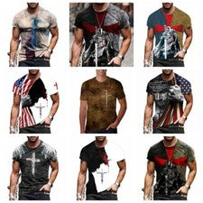 Camiseta Hombre Caballeros Templarios Cruz Gráfico Estampado Camiseta De Colección Manga Corta Camiseta