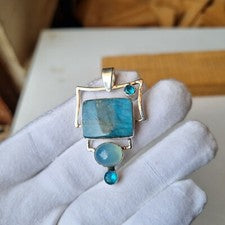 Colgante de piedras preciosas naturales multipiedra plata de ley 925 declaración colgante de amor
